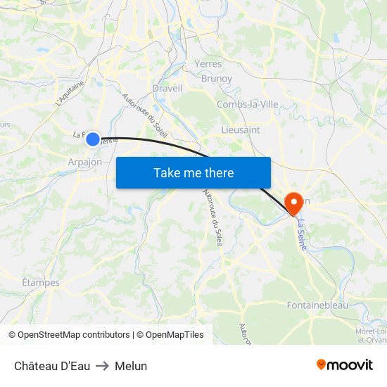 Château D'Eau to Melun map