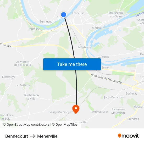Bennecourt to Menerville map