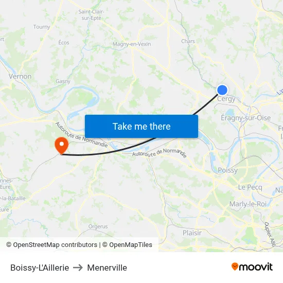 Boissy-L'Aillerie to Menerville map