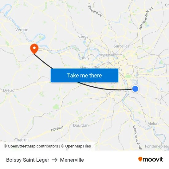 Boissy-Saint-Leger to Menerville map