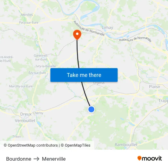 Bourdonne to Menerville map