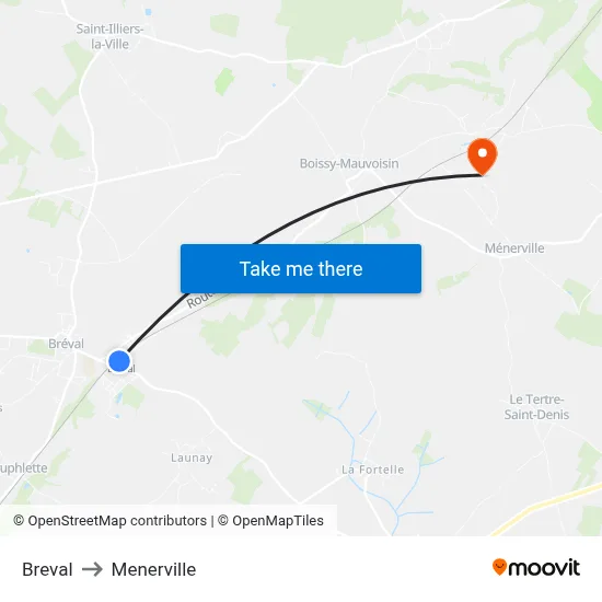 Breval to Menerville map