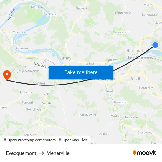 Evecquemont to Menerville map
