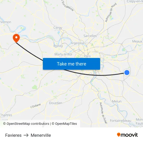 Favieres to Menerville map