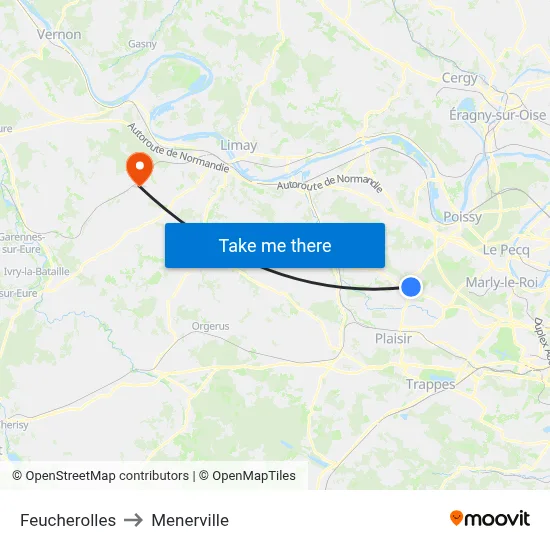 Feucherolles to Menerville map