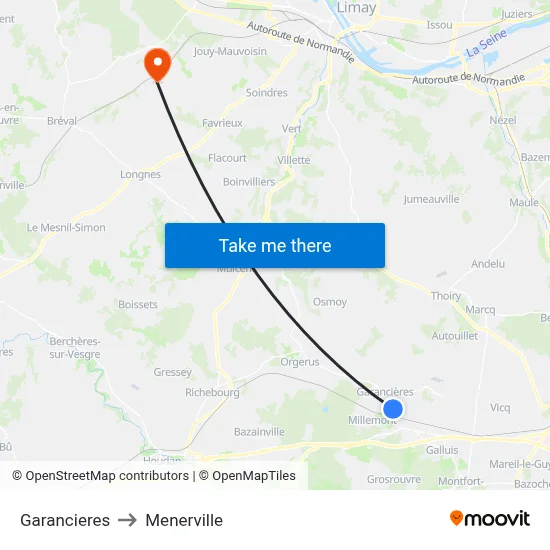 Garancieres to Menerville map