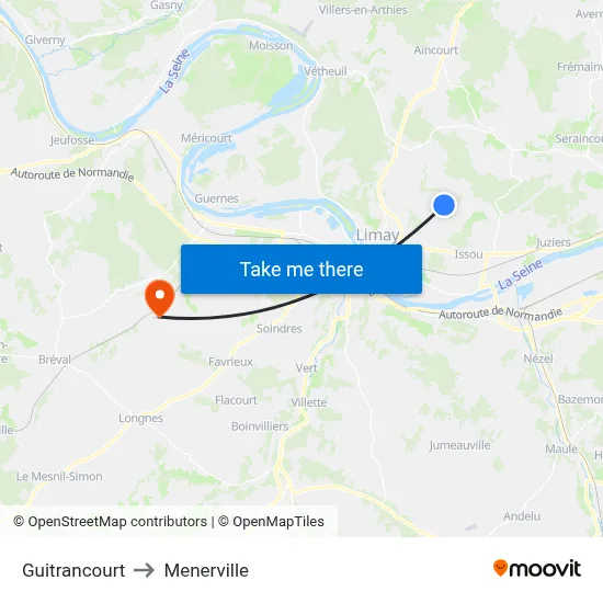 Guitrancourt to Menerville map