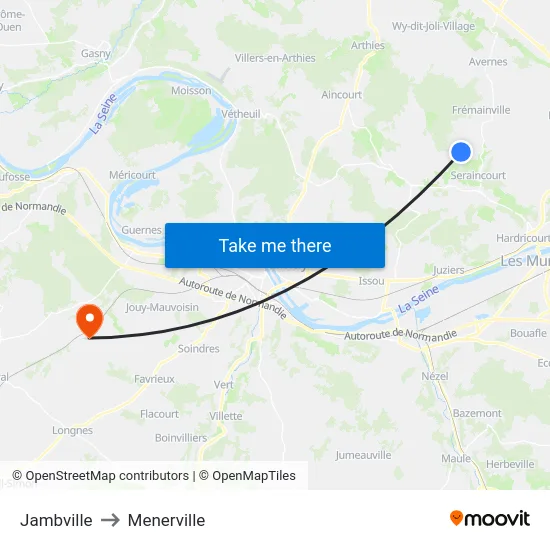 Jambville to Menerville map