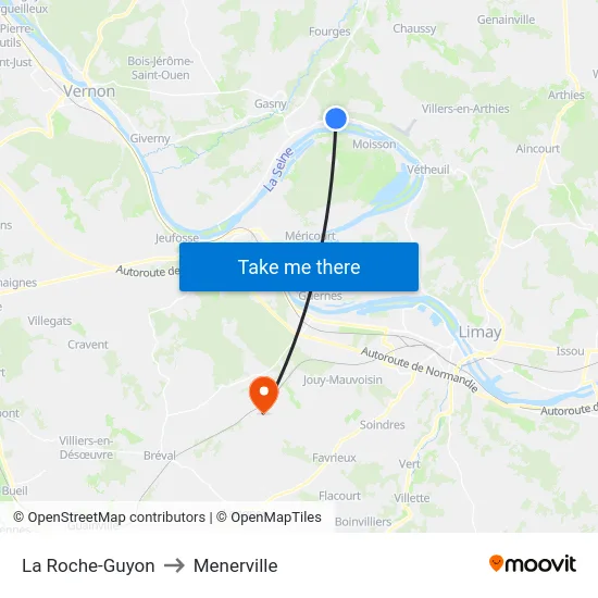 La Roche-Guyon to Menerville map