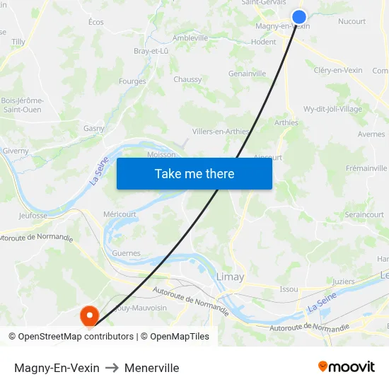 Magny-En-Vexin to Menerville map