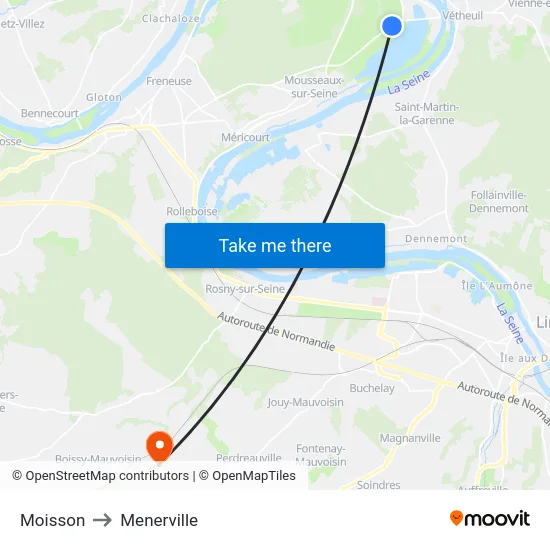 Moisson to Menerville map