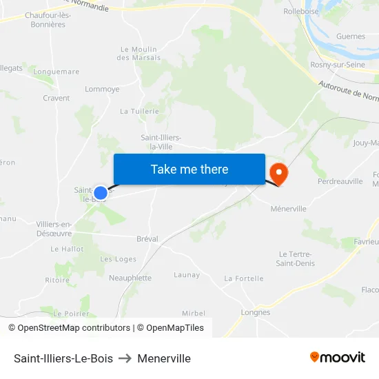 Saint-Illiers-Le-Bois to Menerville map