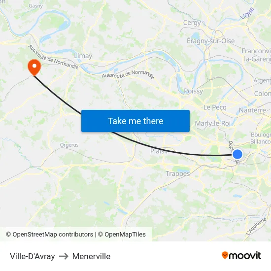 Ville-D'Avray to Menerville map