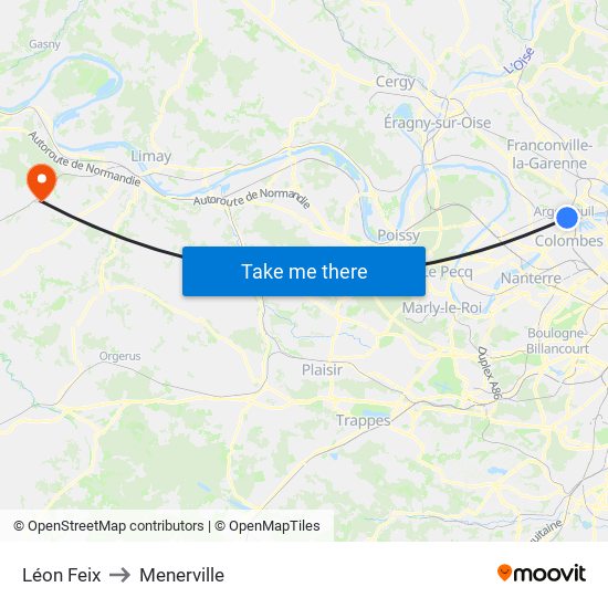 Léon Feix to Menerville map