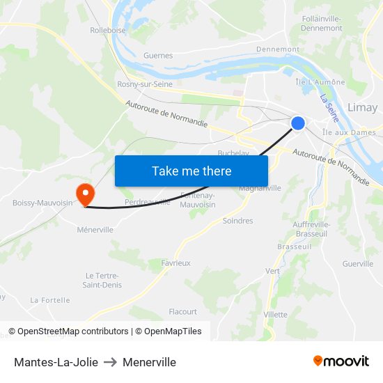 Mantes-La-Jolie to Menerville map