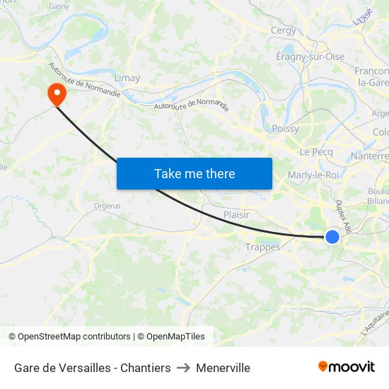 Gare de Versailles - Chantiers to Menerville map