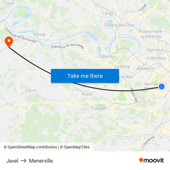 Javel to Menerville map