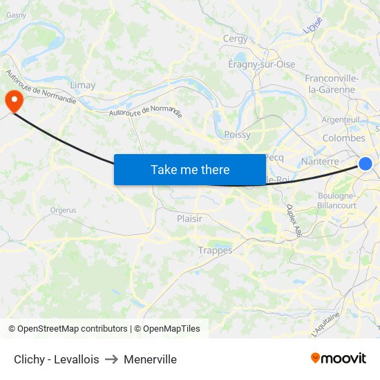 Clichy - Levallois to Menerville map