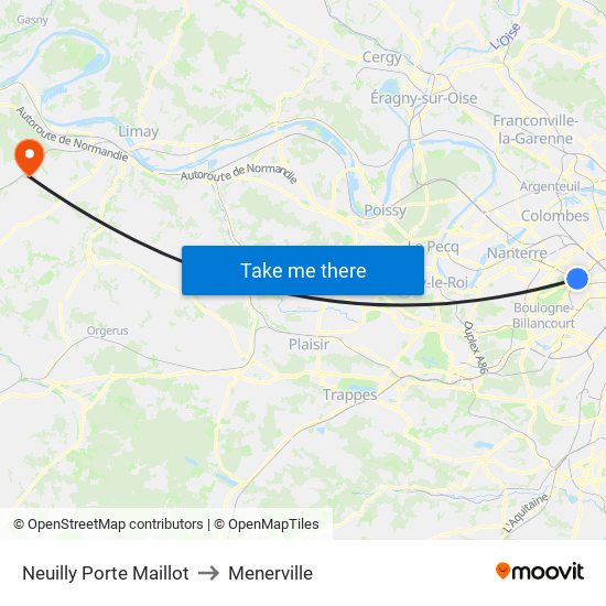 Neuilly Porte Maillot to Menerville map