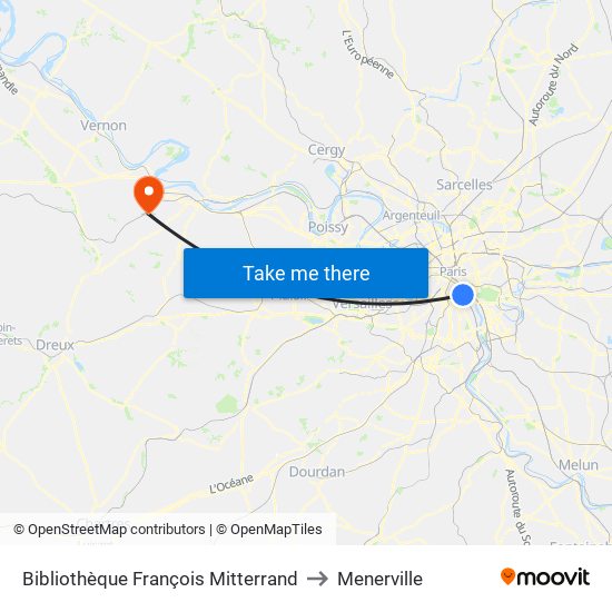 Bibliothèque François Mitterrand to Menerville map