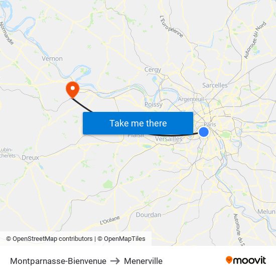 Montparnasse-Bienvenue to Menerville map