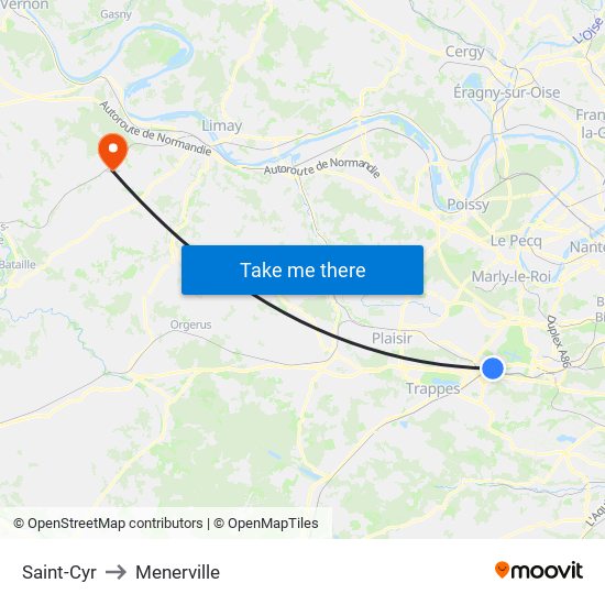Saint-Cyr to Menerville map