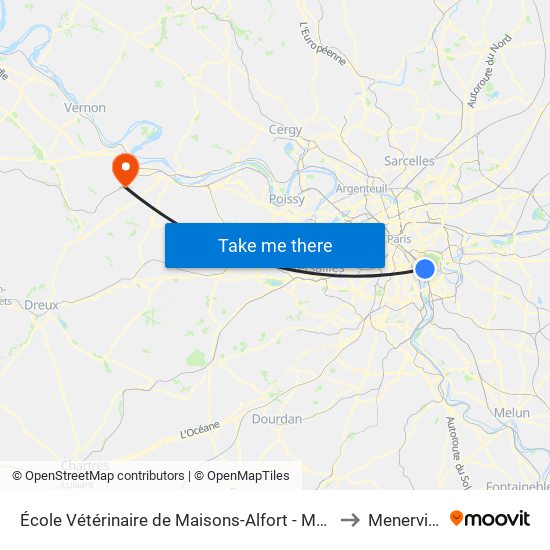 École Vétérinaire de Maisons-Alfort - Métro to Menerville map