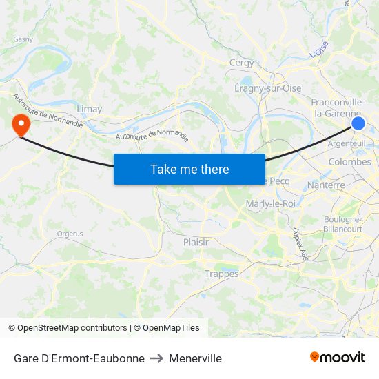 Gare D'Ermont-Eaubonne to Menerville map