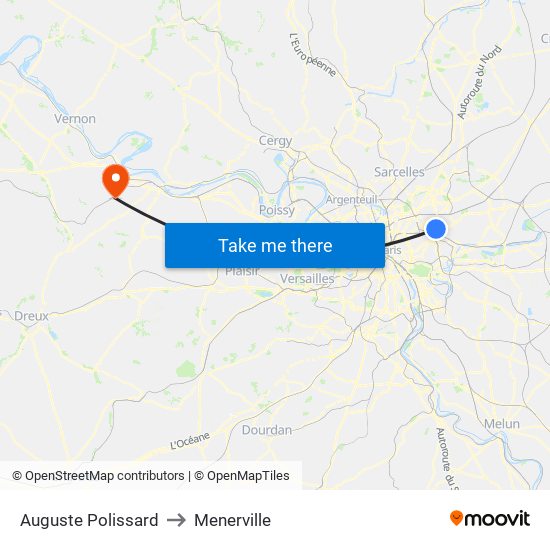 Auguste Polissard to Menerville map