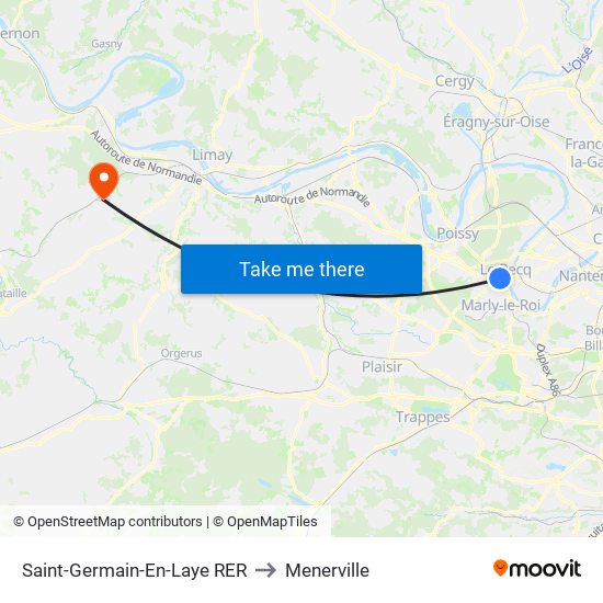 Saint-Germain-En-Laye RER to Menerville map
