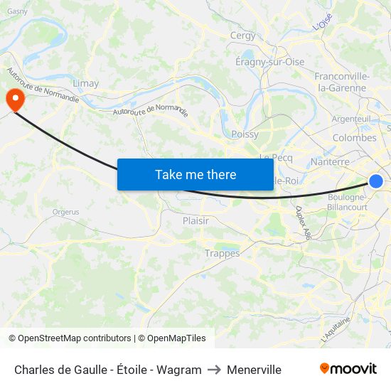 Charles de Gaulle - Étoile - Wagram to Menerville map