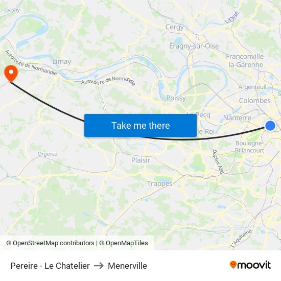 Pereire - Le Chatelier to Menerville map