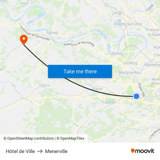 Hôtel de Ville to Menerville map