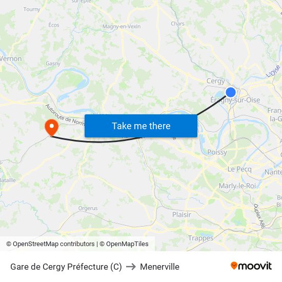 Gare de Cergy Préfecture (C) to Menerville map