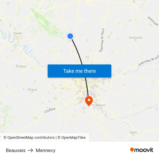 Beauvais to Mennecy map