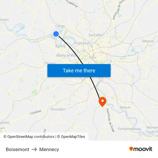 Boisemont to Mennecy map