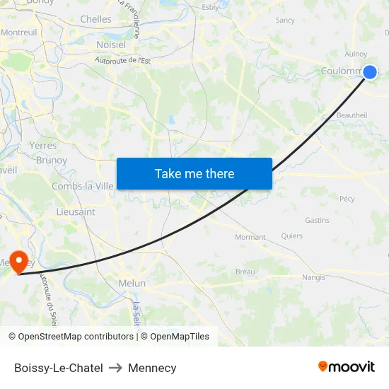 Boissy-Le-Chatel to Mennecy map