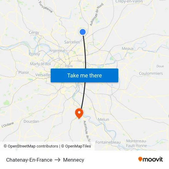 Chatenay-En-France to Mennecy map