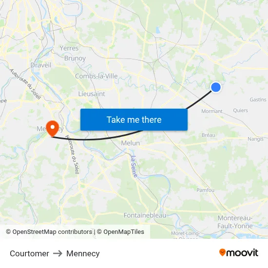 Courtomer to Mennecy map