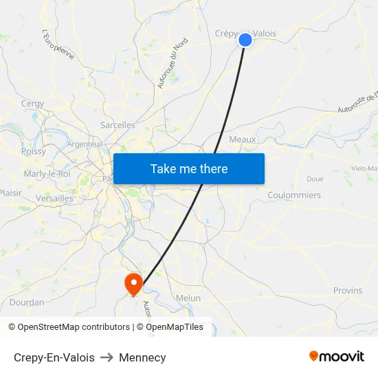 Crepy-En-Valois to Mennecy map