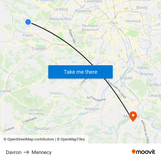 Davron to Mennecy map