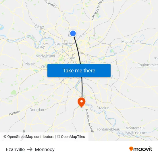 Ezanville to Mennecy map
