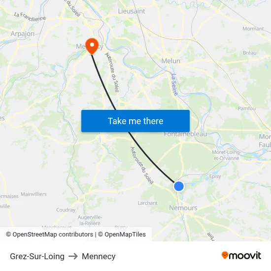 Grez-Sur-Loing to Mennecy map