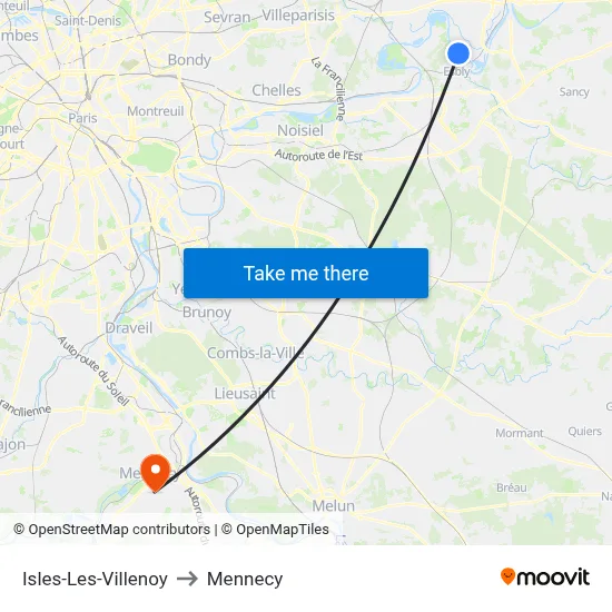 Isles-Les-Villenoy to Mennecy map