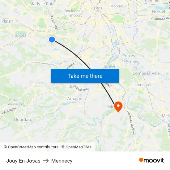 Jouy-En-Josas to Mennecy map