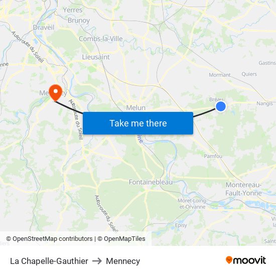 La Chapelle-Gauthier to Mennecy map