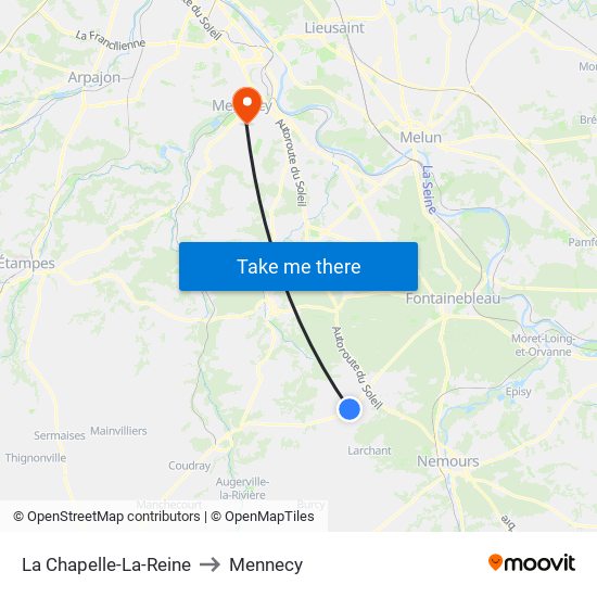 La Chapelle-La-Reine to Mennecy map