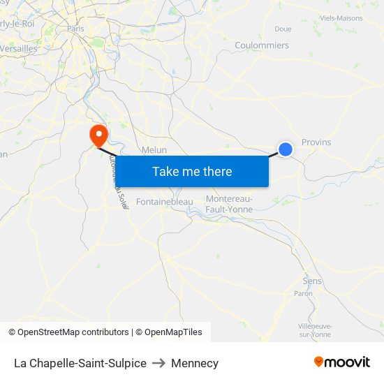 La Chapelle-Saint-Sulpice to Mennecy map