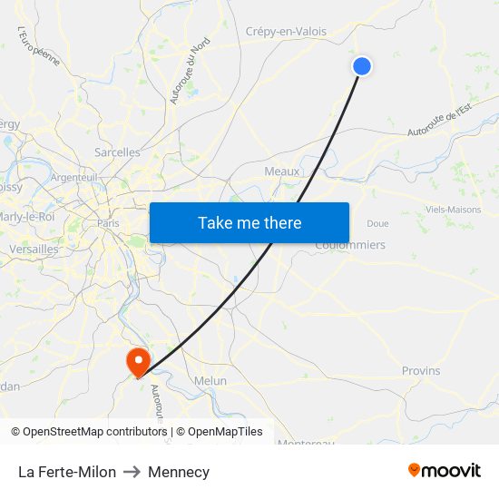 La Ferte-Milon to Mennecy map