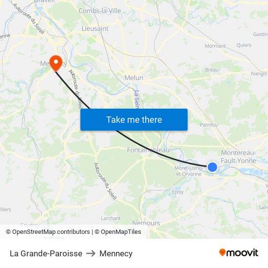 La Grande-Paroisse to Mennecy map